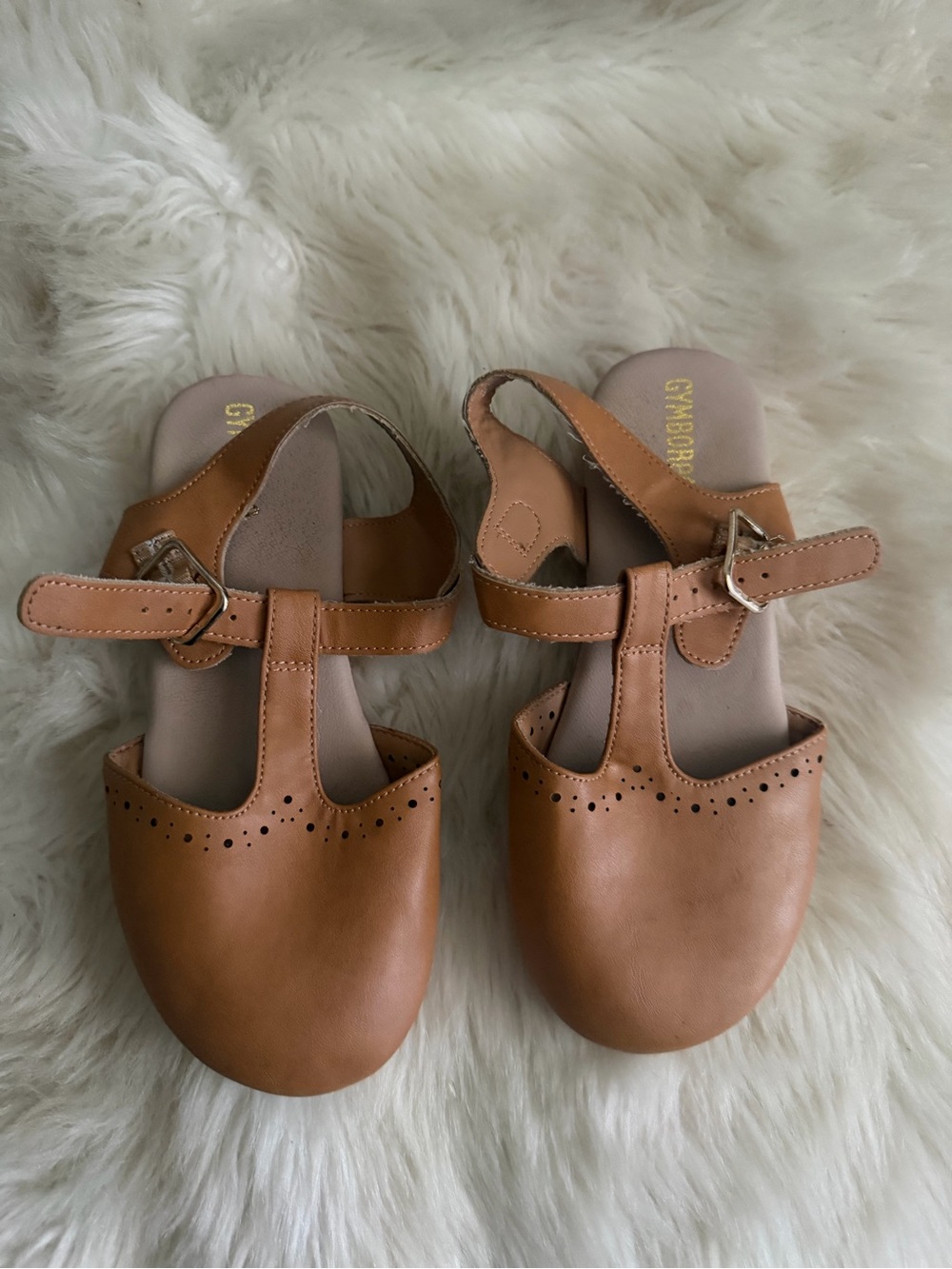 Gymboree Tan T-Strap Mary Jane Flats